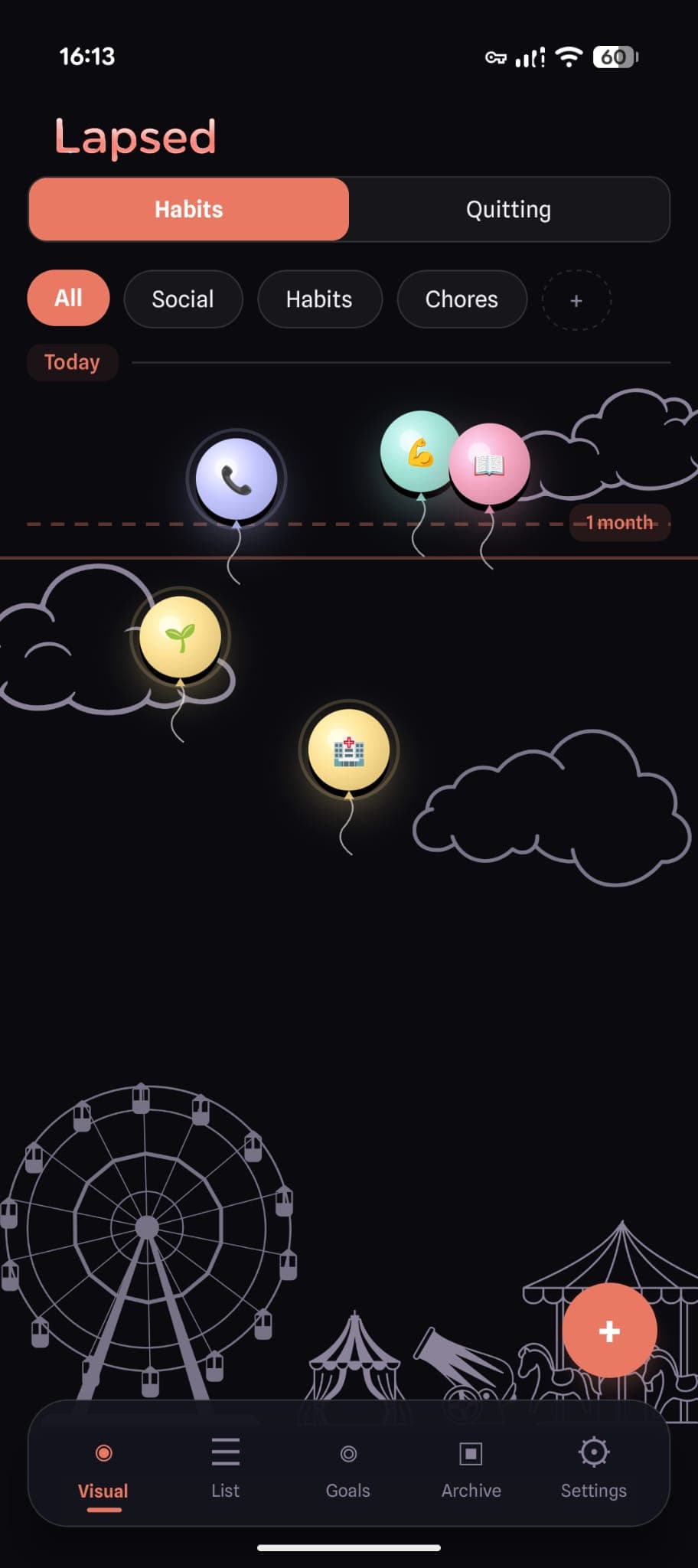 Balloons canvas — dark mode
