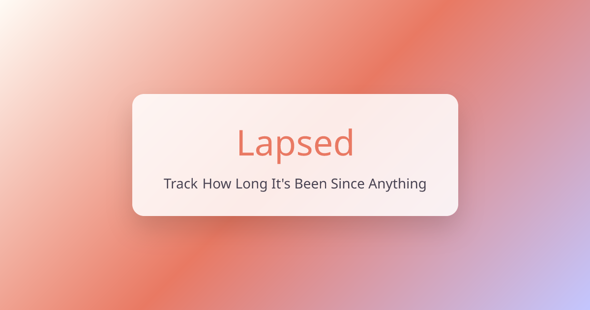 Lapsed — Days Since Tracker App